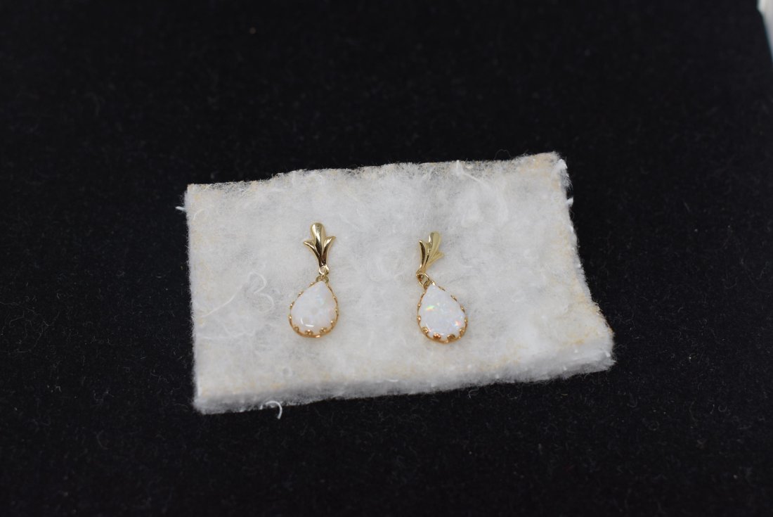 14K Yellow Gold and Opal Drop Earrings (1 of 3)