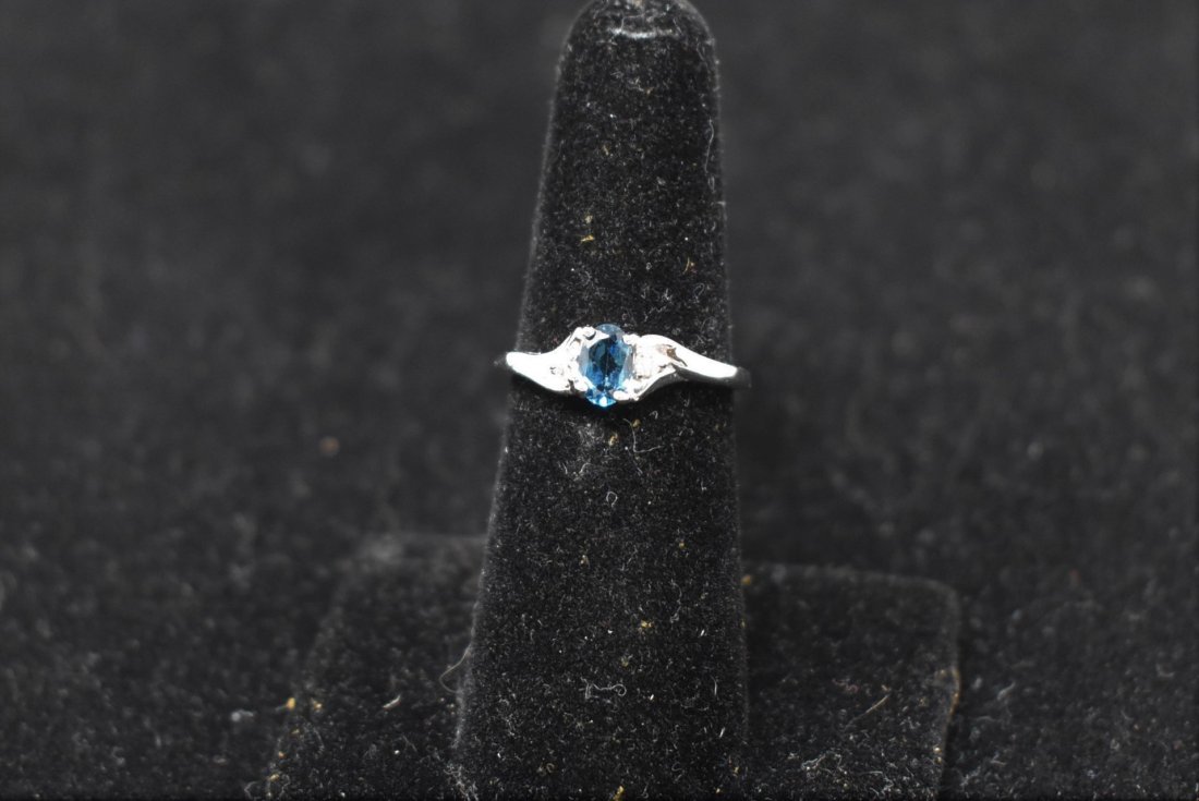 10K White Gold Topaz & Diamond Ring (1 of 3)