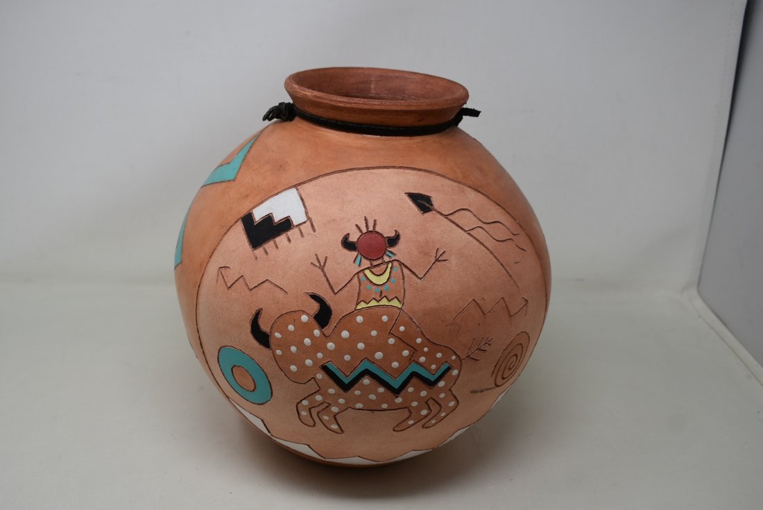 1992 Red Horse Large Signed Clay Pot (1 of 5)