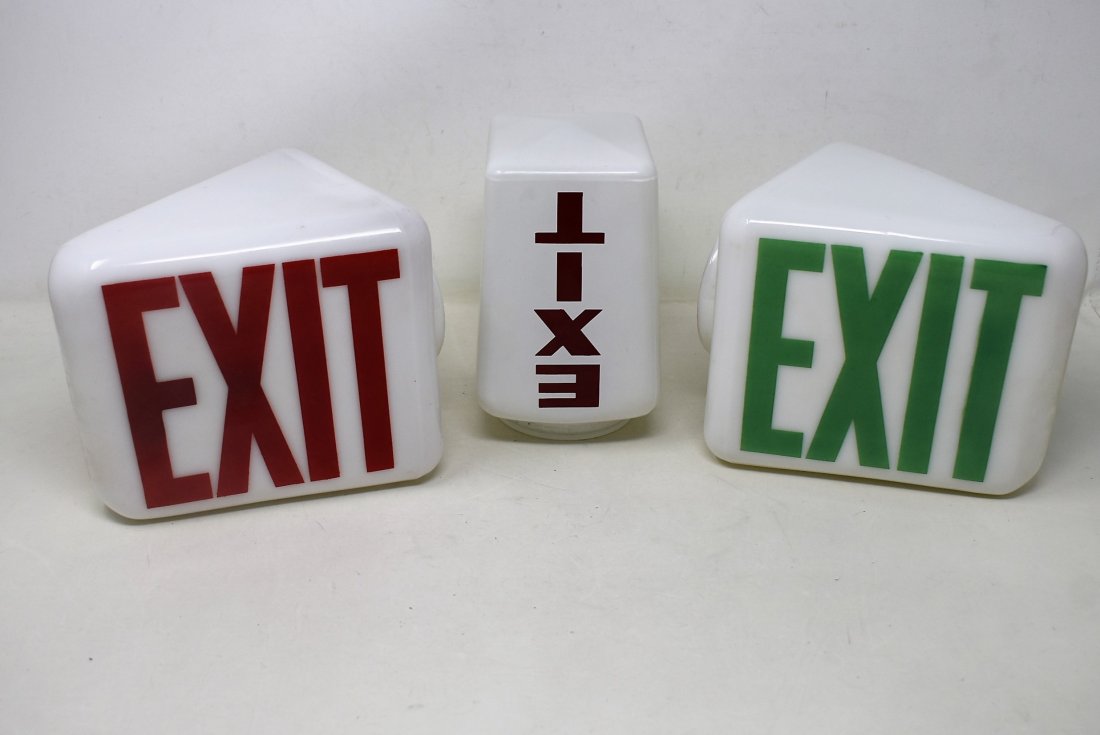 3 Vintage White Milk Glass Exit Light Covers (1 of 4)