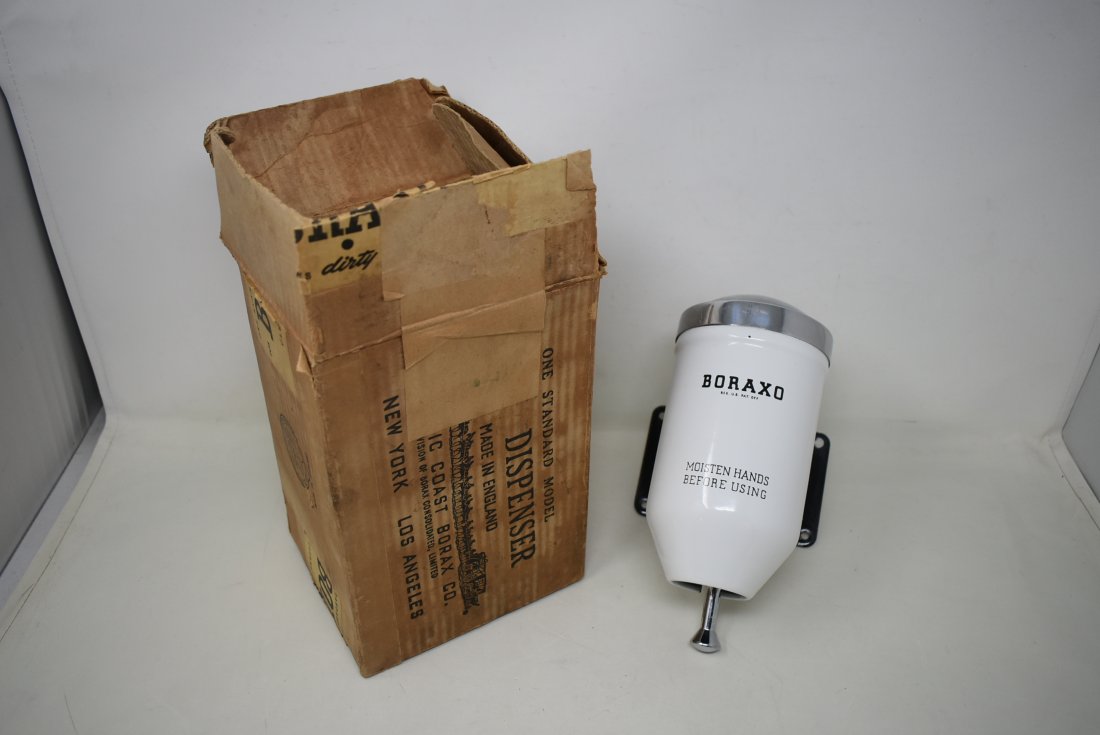 Vintage Boraxo Enameled Service Station Hand Soap Dispenser NIB (0131
