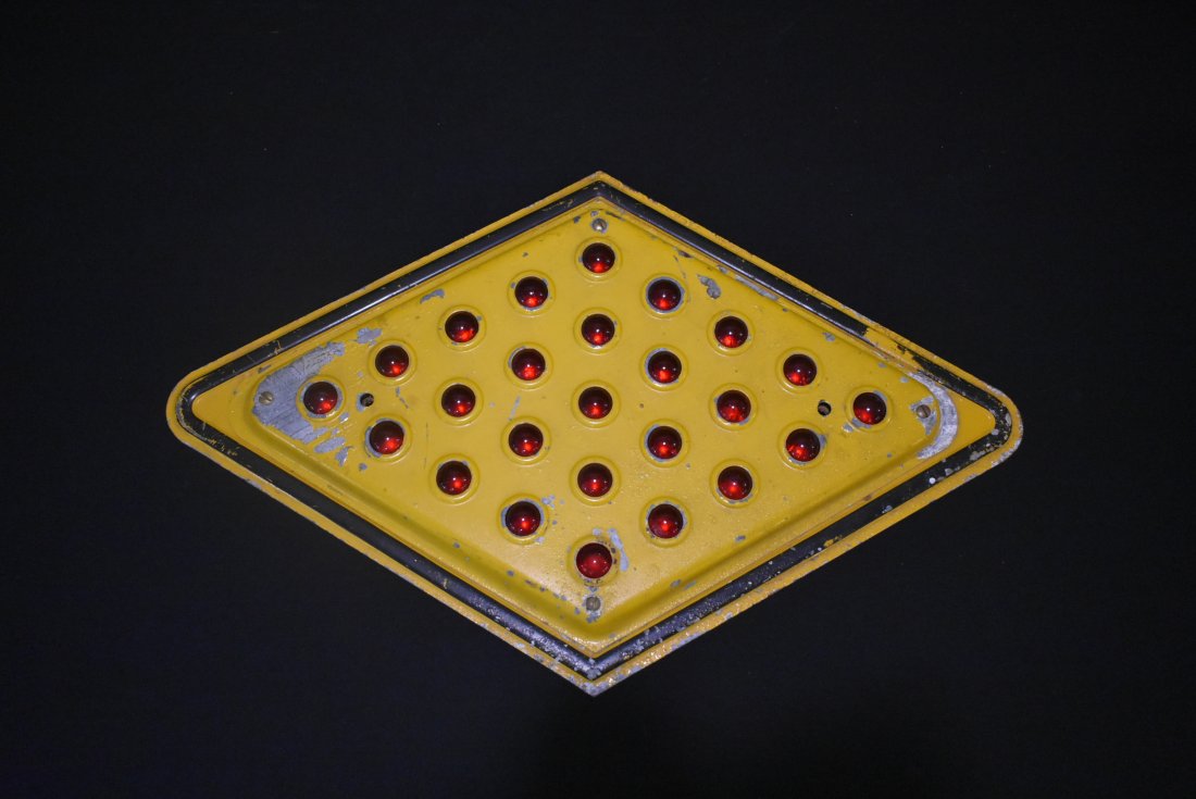 Original Glass Cat Eye Road Sign Triangle (1 of 3)