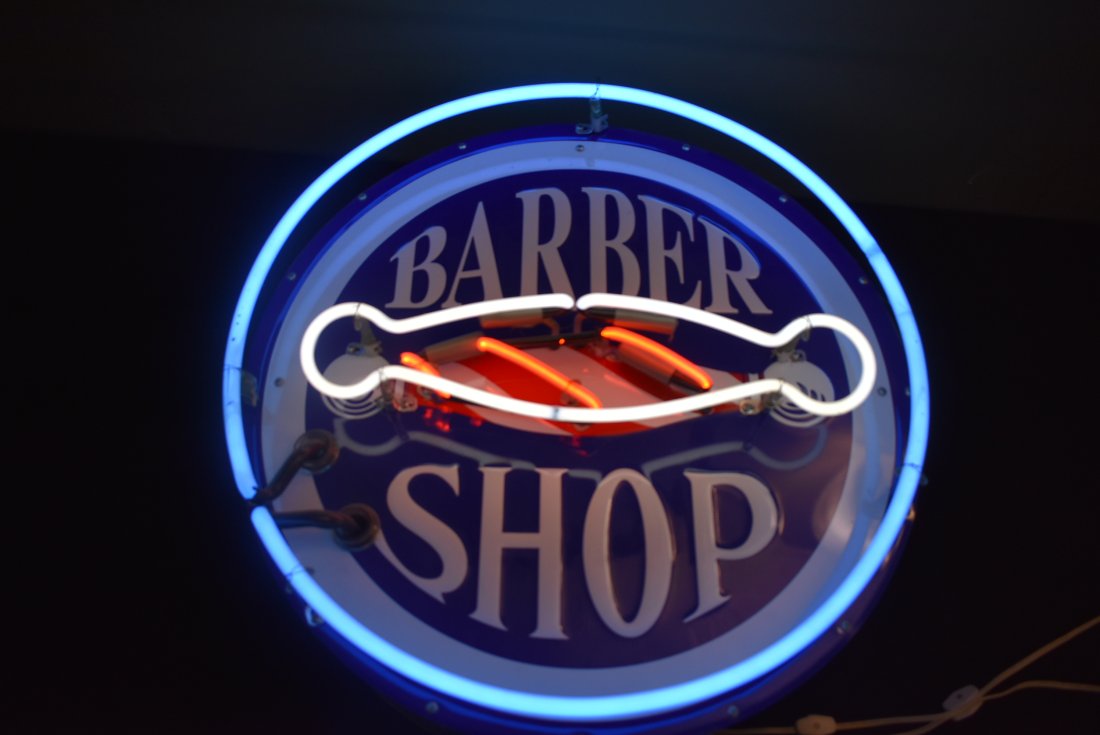 Large Metal & Neon Barber Shop Light AAA Sign Co (1 of 6)