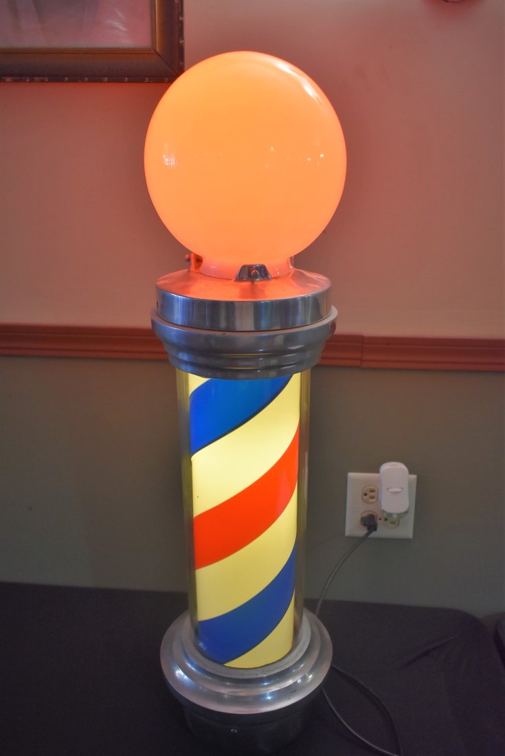 William Marvy No. 55 Lighted Rotating Barber Shop Pole (1 of 5)