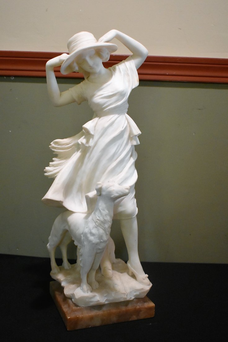 Large Marble Statue Woman & Dog (1 of 6)