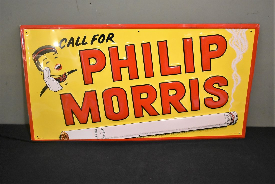 Original Philip Morris Embossed Metal Sign (1 of 3)