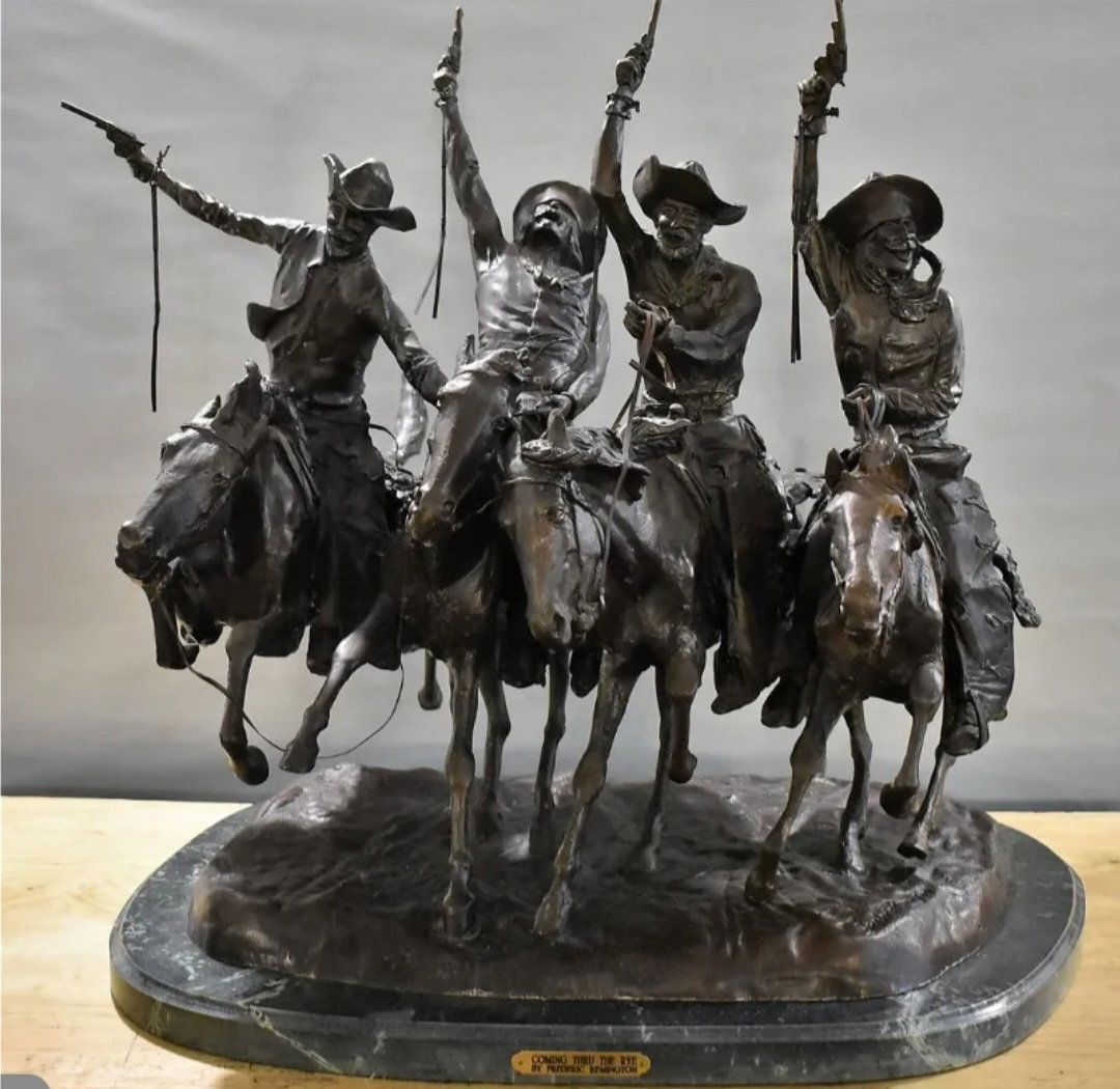 Large Frederic Remington Bronze "Coming Thru The Rye" (1 of 10)