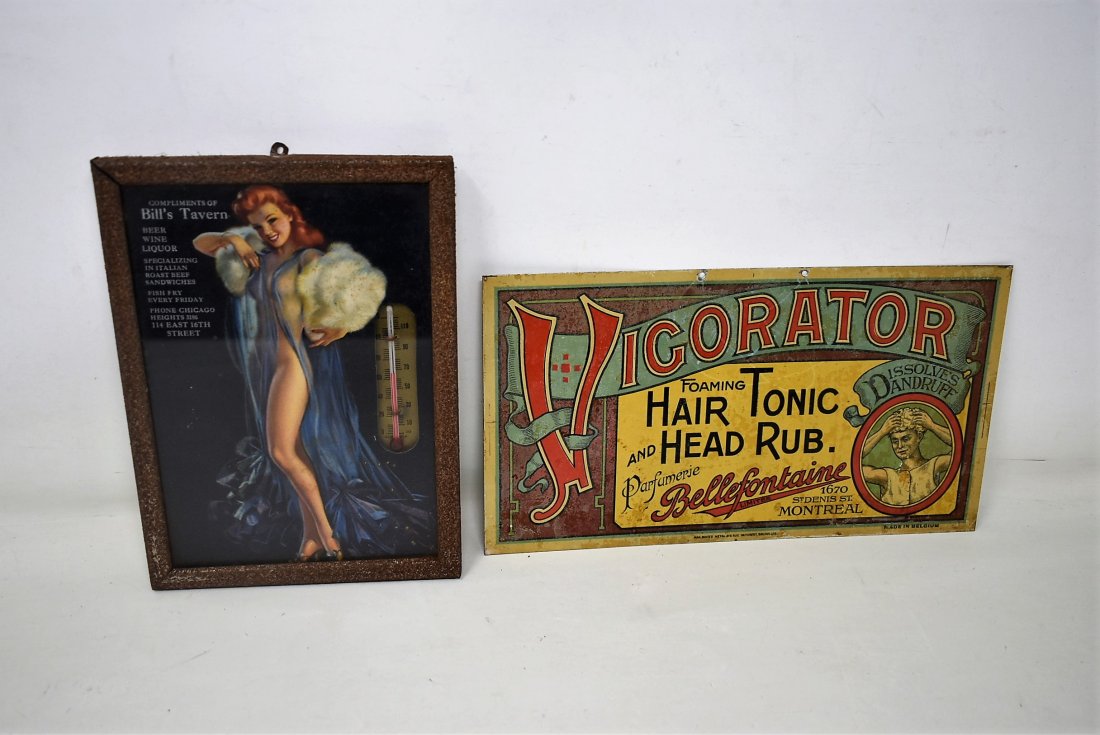 Old Chicago Tavern Advertising & Vigorator Tin Sign (1 of 4)