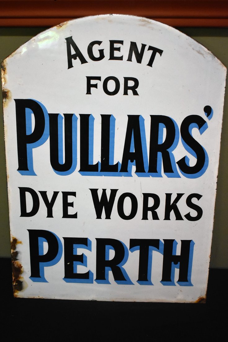 Antique Pullars' of Perth Cleaners Enamel 2-Sided Sign (1 of 4)