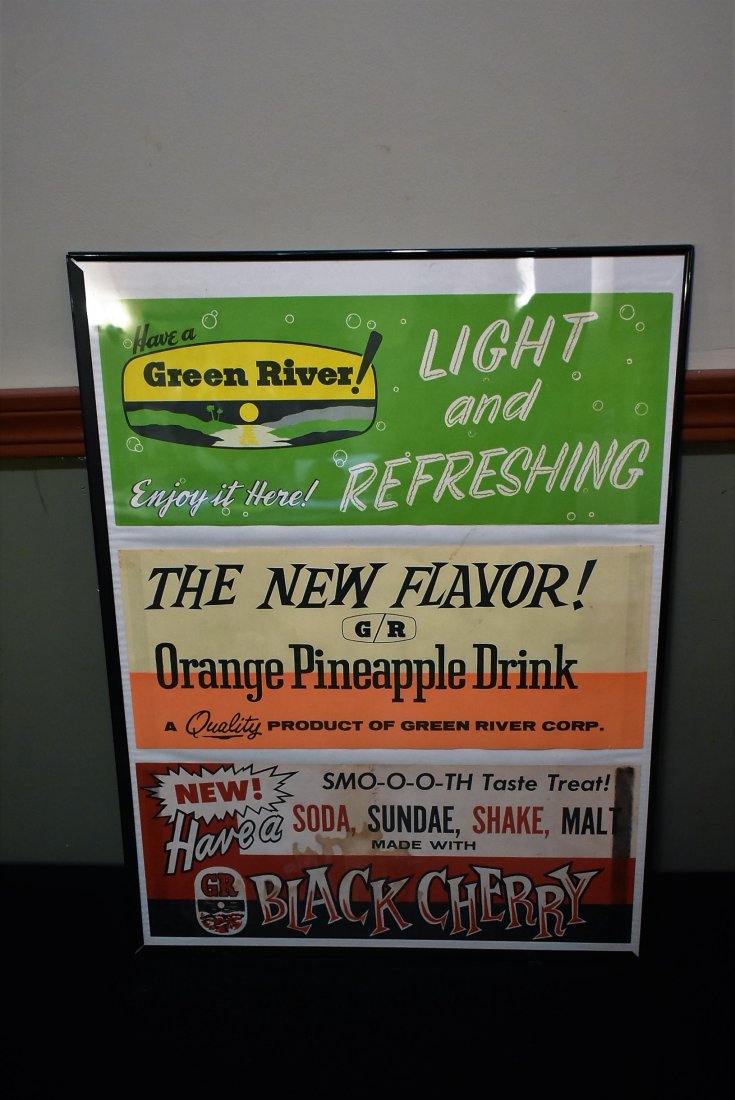 3 Pieces Vintage Green River Soda Paper Advertising (1 of 3)