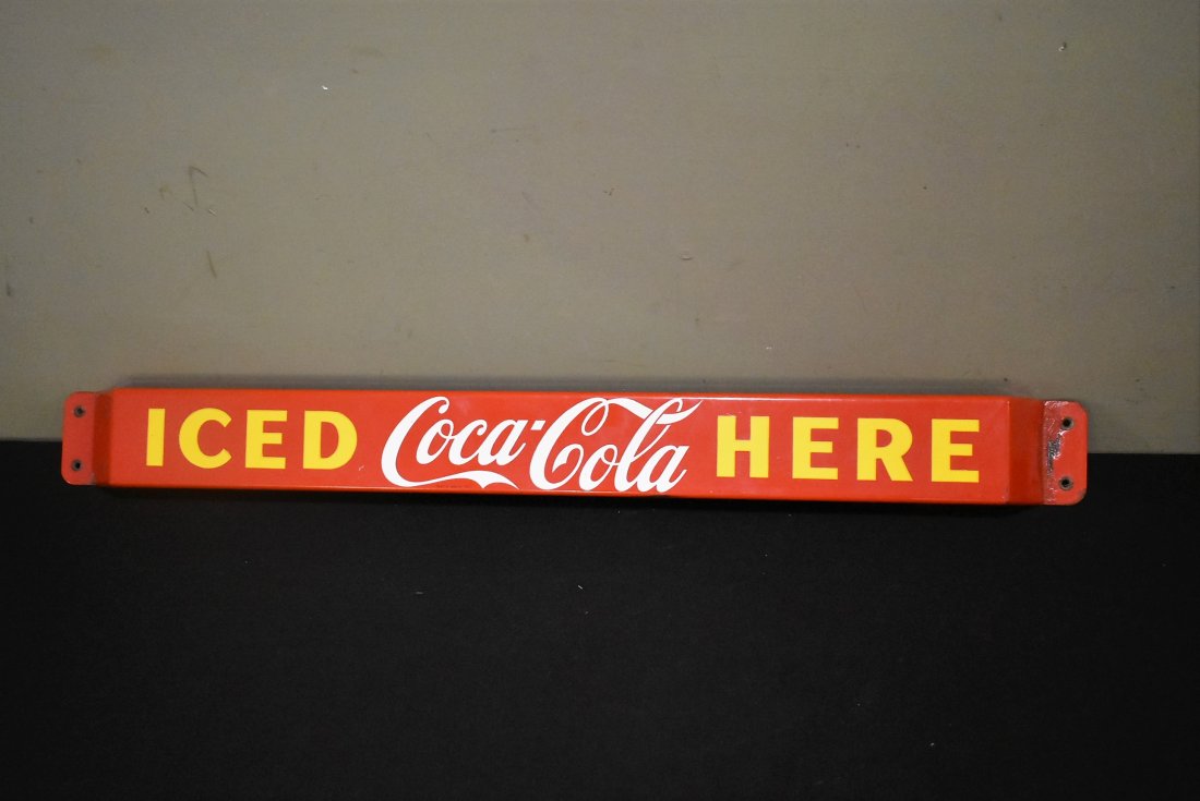 Coca-Cola Iced here Porcelain Door Push (1 of 5)