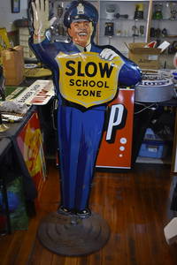 Vintage 1950s Coca-Cola Traffic Policeman Crossing Guard on Stand