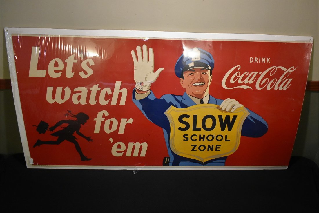 1956 Coca-Cola Policeman Crossing Guard Large Cardboard Sign (1 of 8)