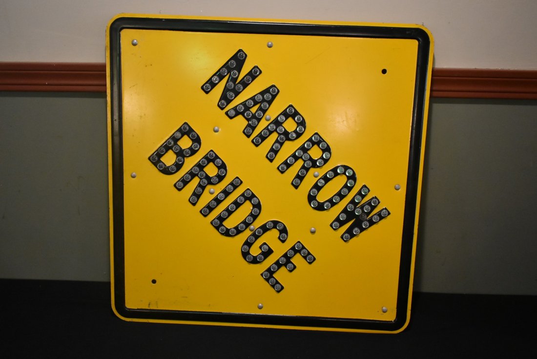 "Narrow Bridge" Vintage Cat's Eye Road Street Sign (1 of 5)