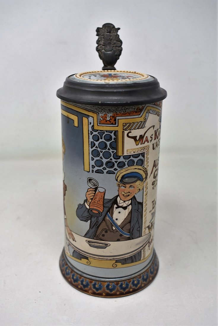 Mettlach 2520 1/2 Liter Etched Beer Stein w Inlay Lid (1 of 7)