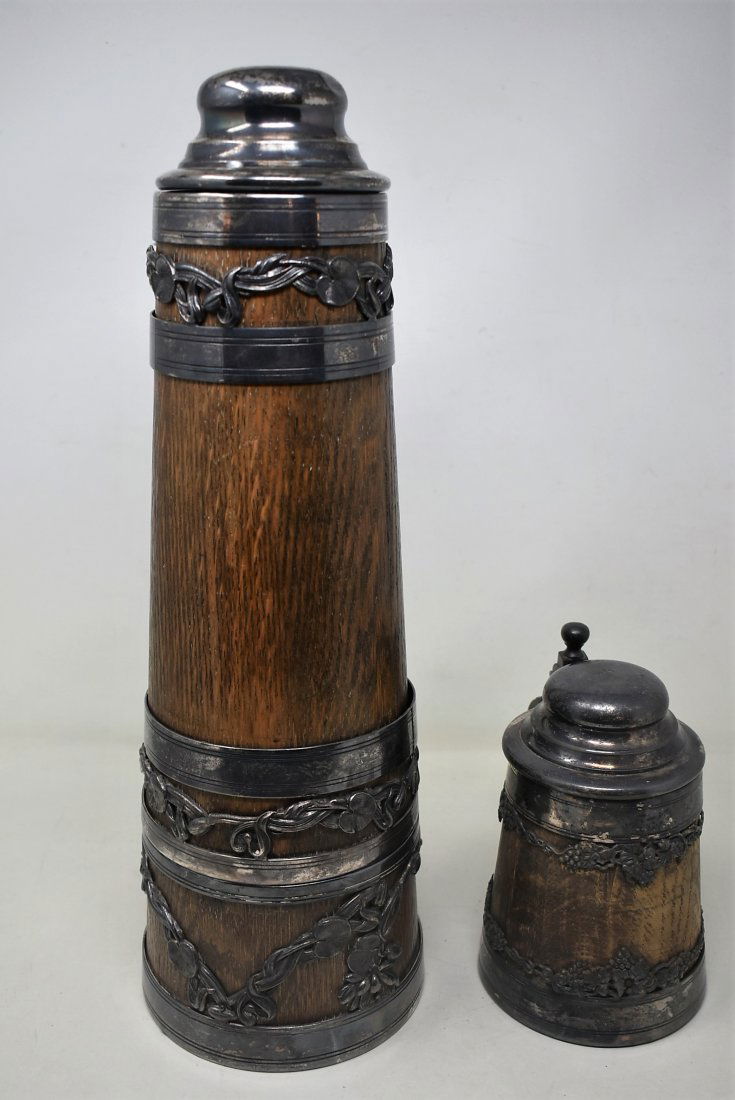 Pair of St. Louis Silver Plate & Wood Beer Steins (1 of 5)