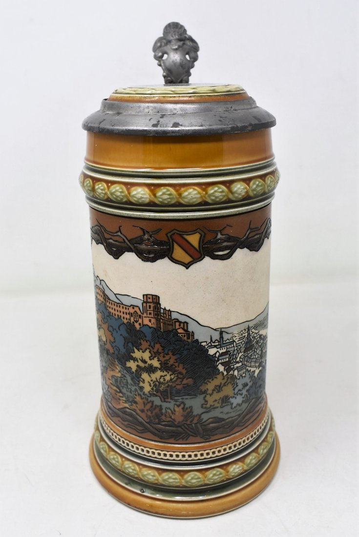 Mettlach 1/2 Liter 1675 Etched Beer Stein Heidelberg Castle (0416) on