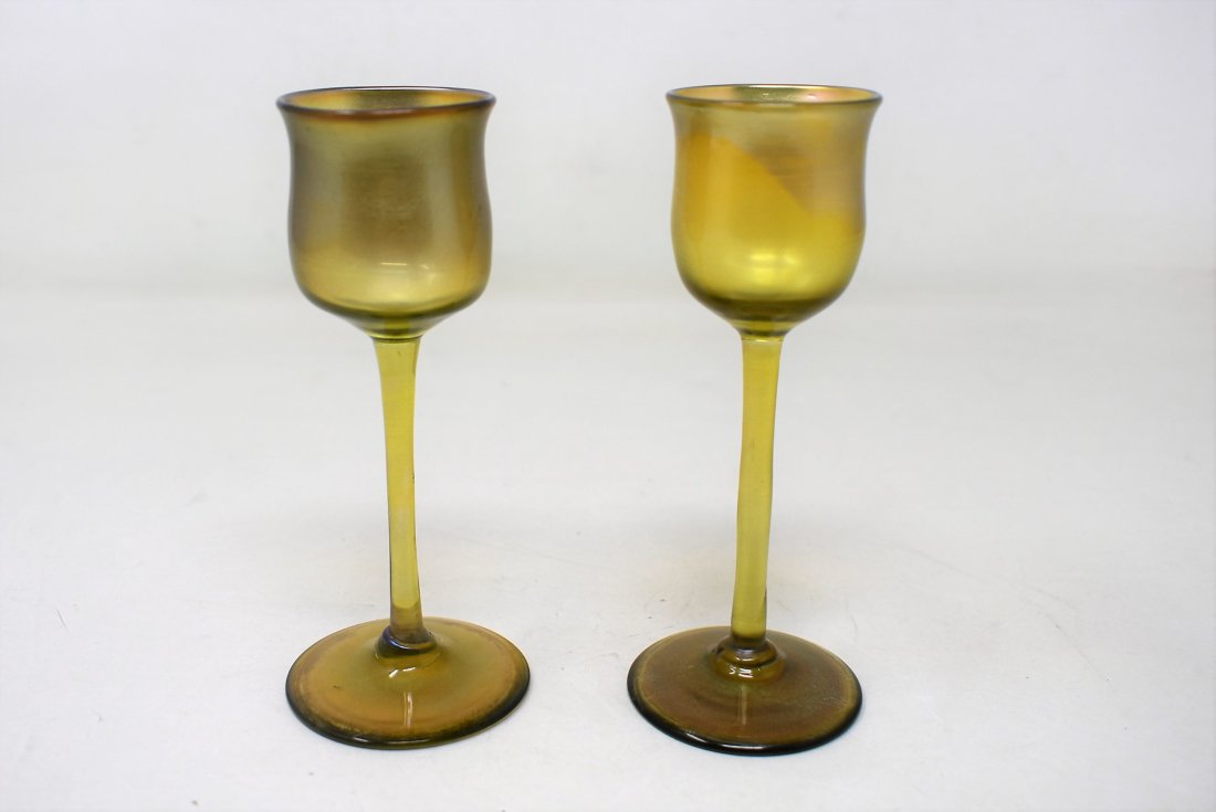 Pair of Louis Comfort Tiffany Favrile Cordial Glasses LCT (1 of 6)