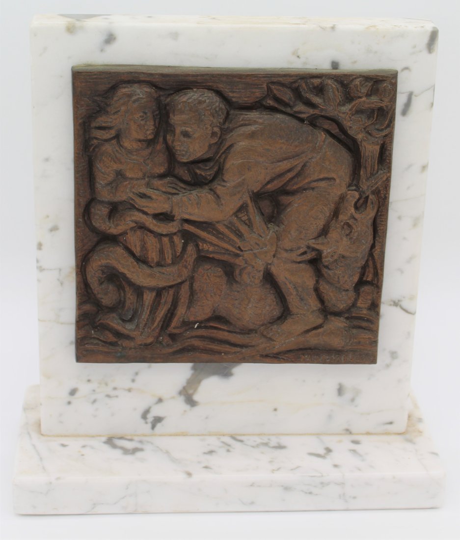 MILTON HORN (American/RUSSIAN, 1906-1995) BRONZE And Marble Sculpture Plaque 1969 (1 of 8)