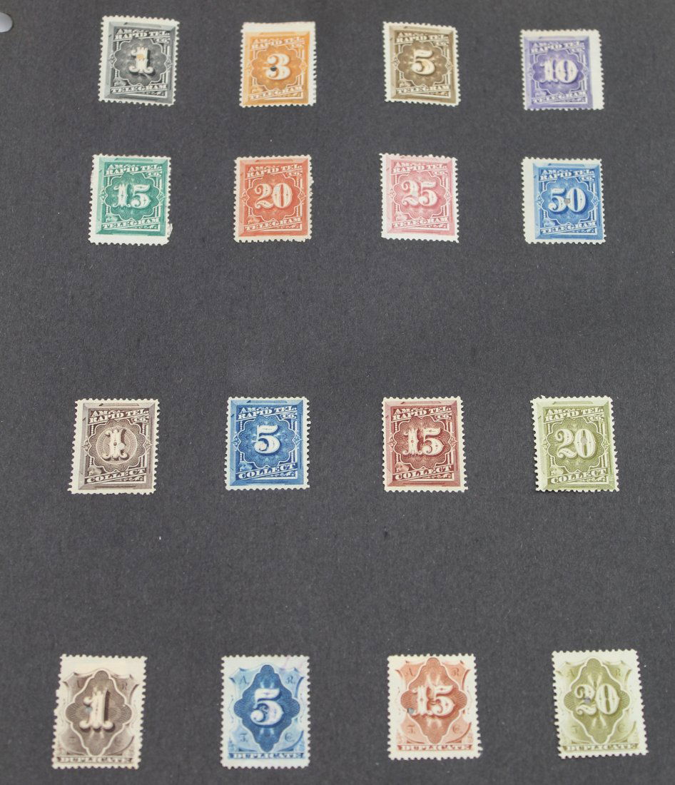 55 Antique HTF Telegraph Telegram Stamps: Please see the pictures for what is included and condition. all stamps are on Hinges and NOT Pasted, from the collection of an avid stamp collector