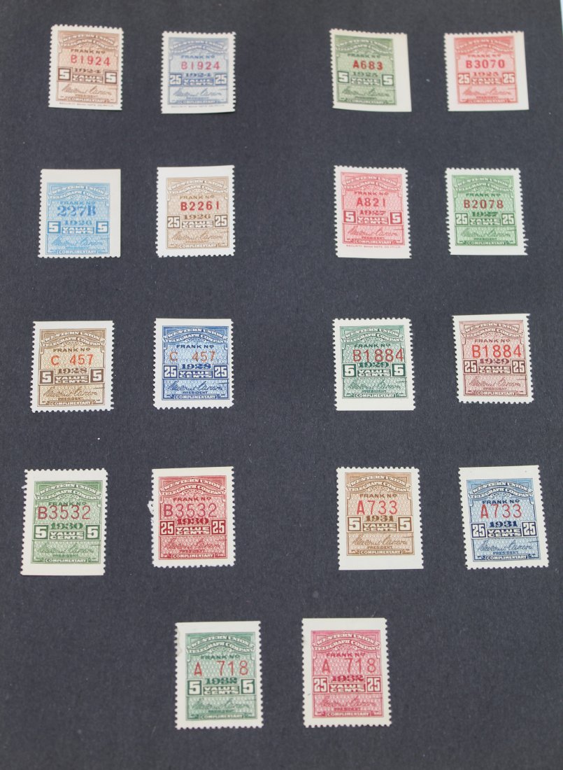 40 Western Union Telegraph Telegram Stamps: Lot of Western Union Telegraph Stamps.