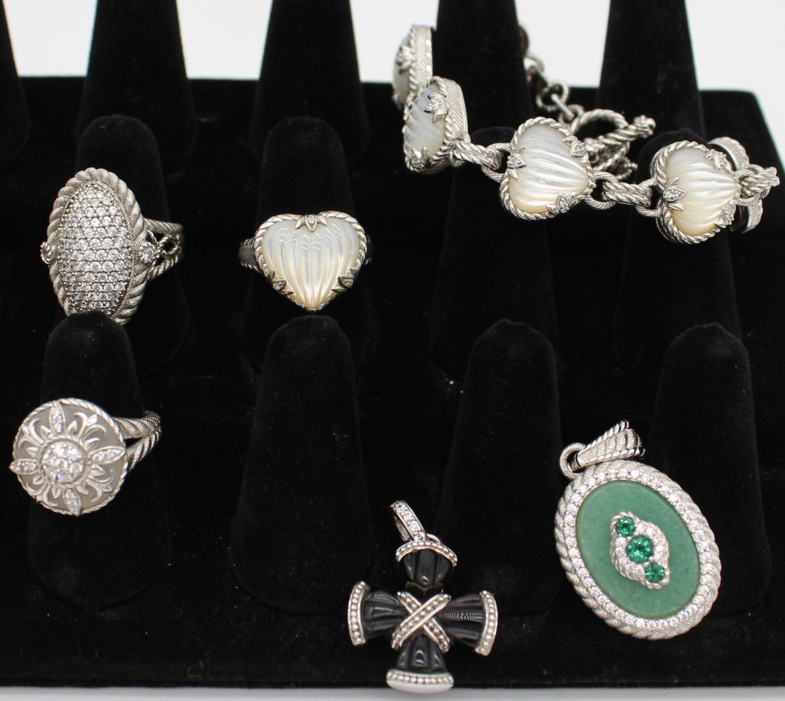 Judith Ripka lot of 6 Pieces Sterling Silver 3 Rings 2 Pendants 1 Bracelet (1 of 7)