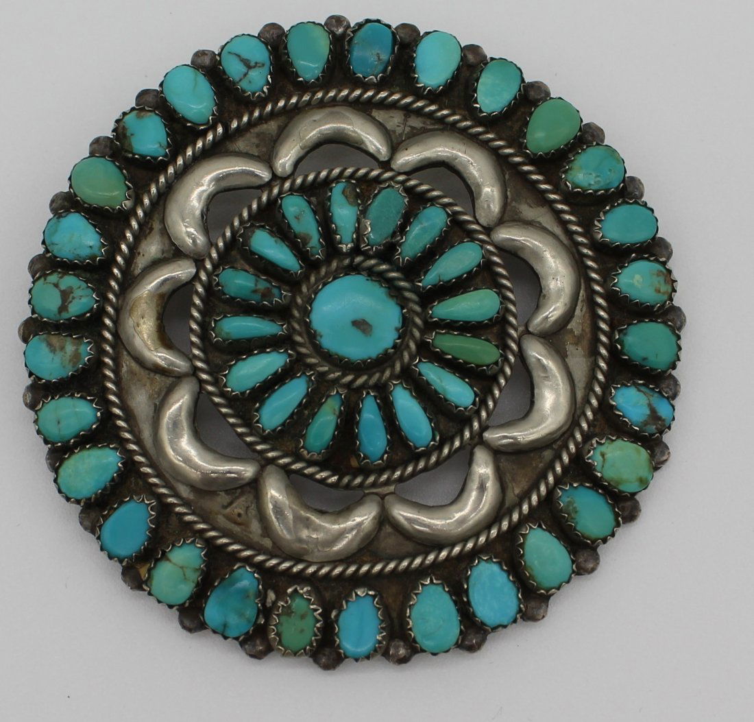 Large Vintage Native American Turquoise Brooch Pin (1 of 3)