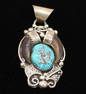 Native American Navajo Pendant - Signed P Sterling and Turquoise