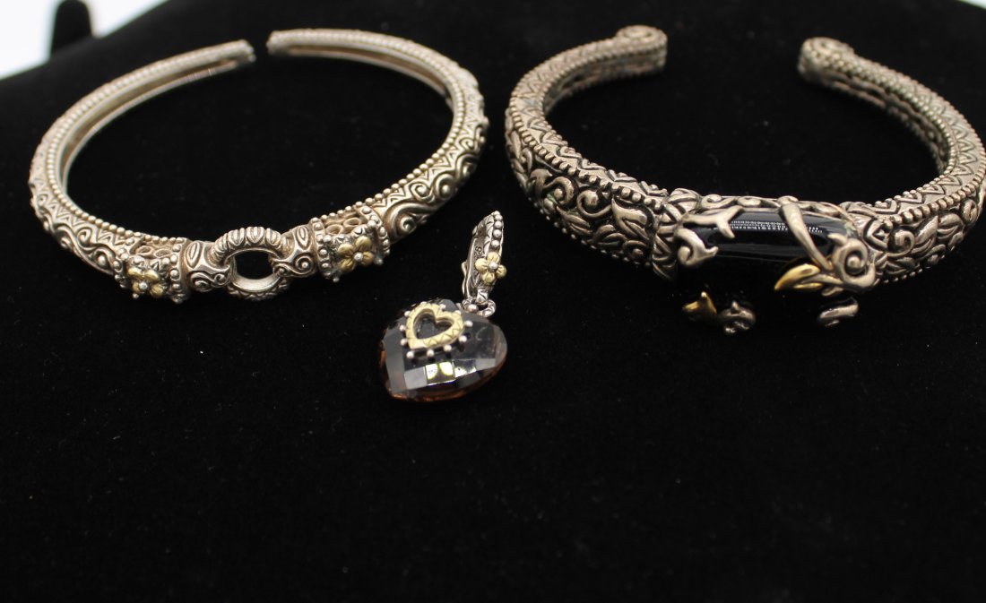 Barbara Bixby 3 piece Heart set Sterling and 18K - 2 Bracelets & 1 Pendant (1 of 6)
