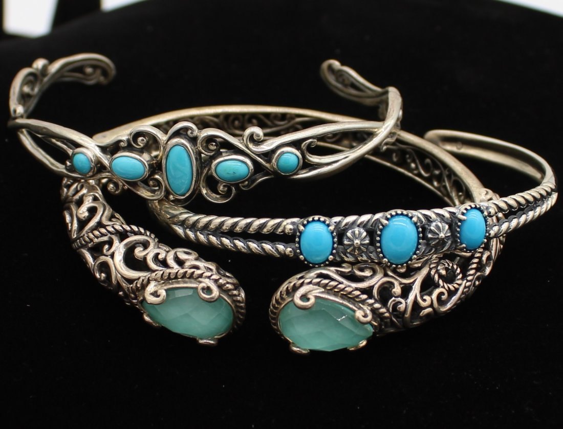 Carolyn Pollack 3 Piece Bracelet Sterling Silver and turquoise Set (1 of 7)