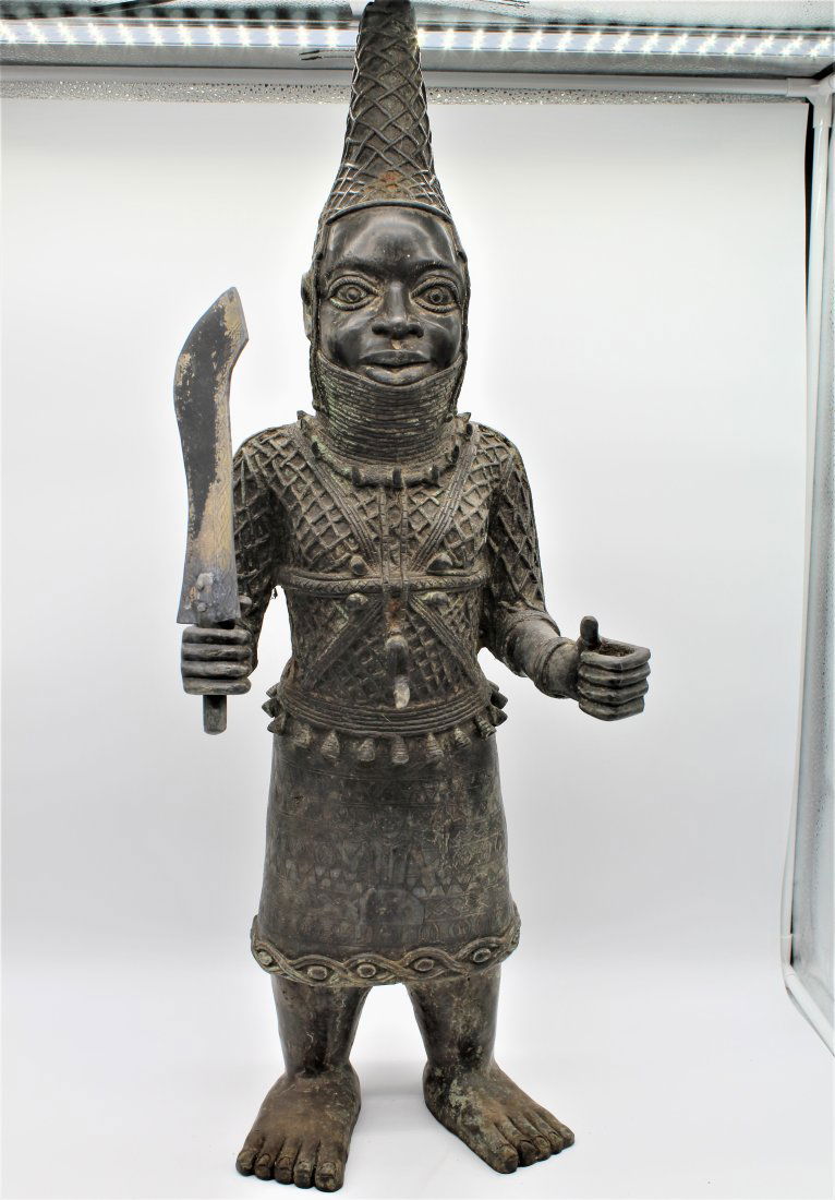 Benin Bronze Statue - Kingdom of Benin - African Slave Trade Warrior Statue (1 of 19)