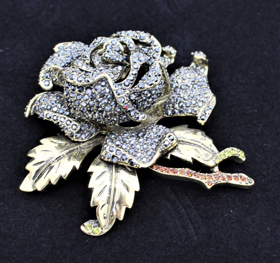Heidi Daus Rhinestone Rose Flower Brooch Pin (1 of 5)