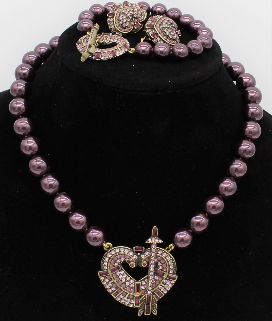 Heidi Daus Rhinestone 3 Piece Shot Through the Heart Cupid Love Heart Set (1 of 5)