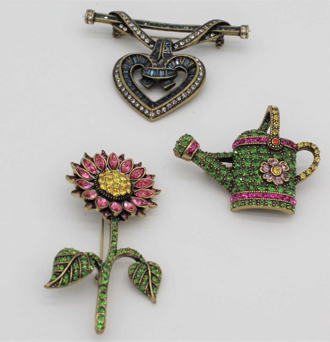 Heidi Daus Rhinestone Brooch pin 3 Piece Lot (1 of 2)