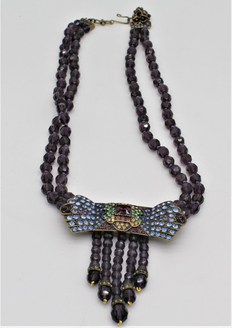 La Vintage Rhinestone Art Deco Style Bowtie Necklace: La Vintage Rhinestone Art Deco Style Bowtie Necklace -