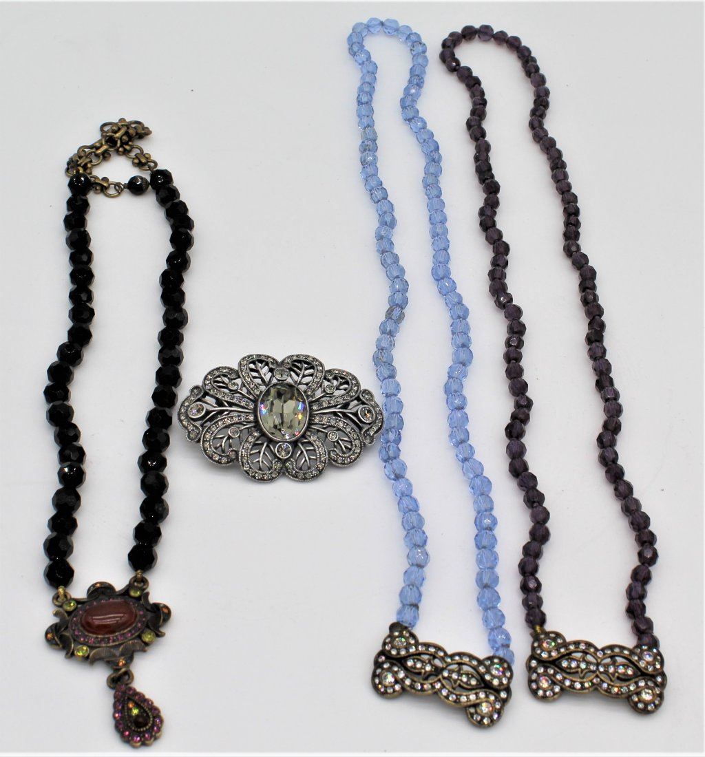 La Vintage Rhinestone 3 Art Deco Style Necklaces and 1 Brooch Pin (1 of 3)