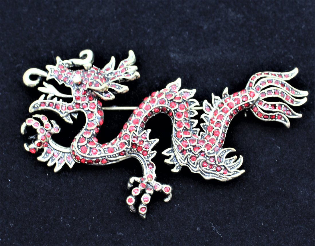 Heidi Daus Rhinestone Chinese Dragon Brooch Pin (1 of 2)