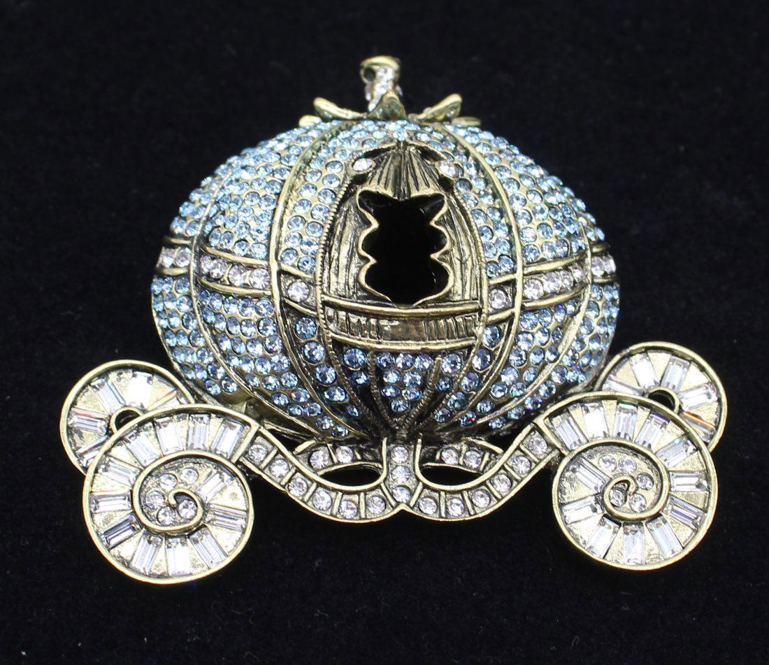 Heidi Daus Rhinestone Cinderella's Pumpkin Carriage  Brooch Pin (1 of 2)