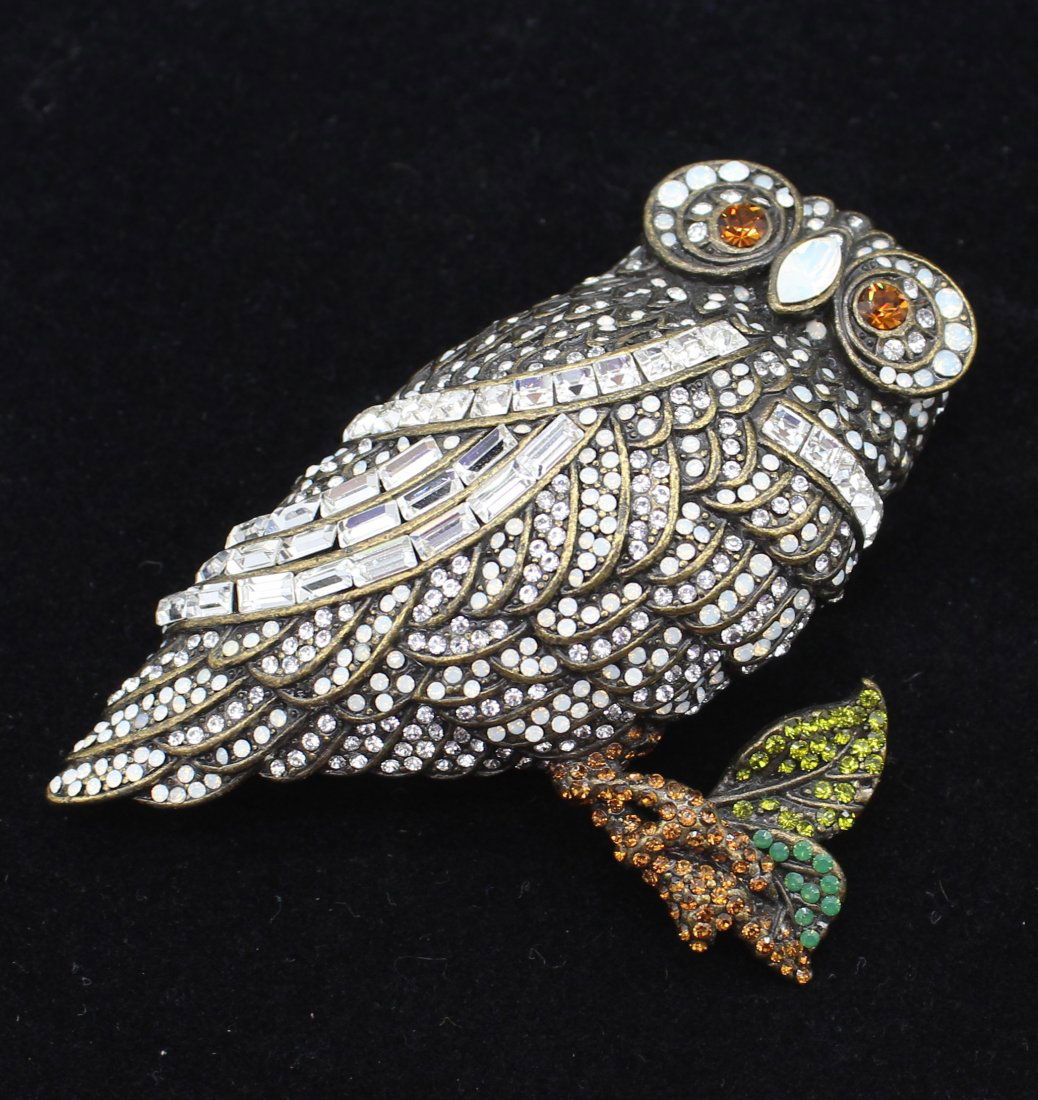 Heidi Daus Rhinestone Owl  Brooch Pin (1 of 2)