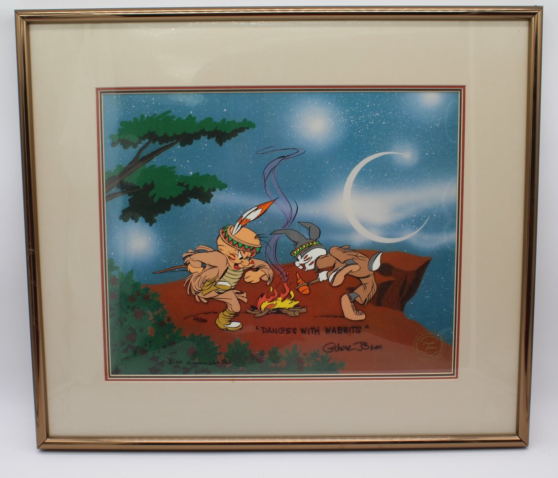 Chuck Jones Hand Painted Autographed Animation Cel "Dances with Wabbits" Bugs Bunny Elmer Fudd (1 of 7)