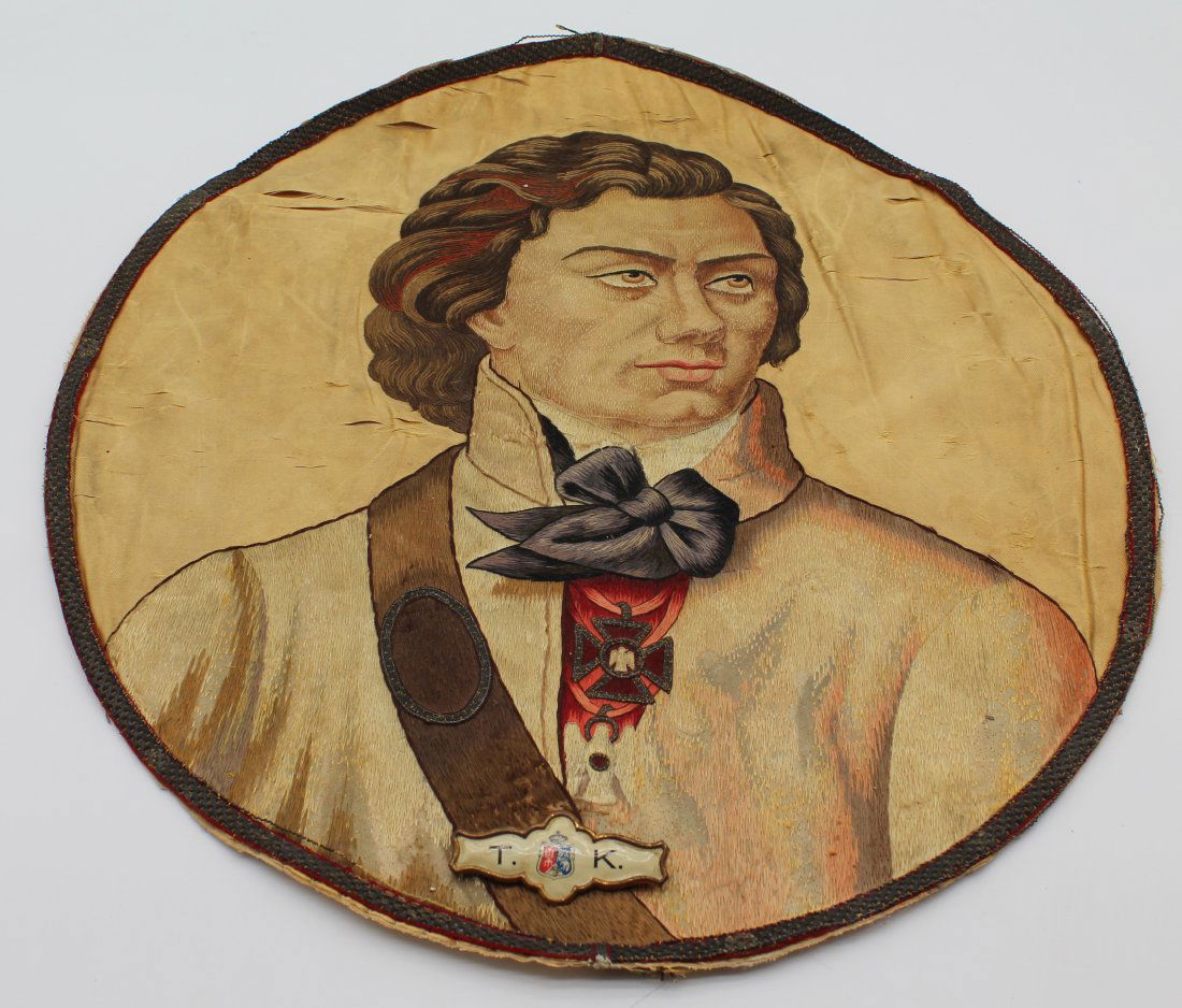 Antique Embroidered Portrait - Amazing Work - Large Approx. 18" (1 of 10)