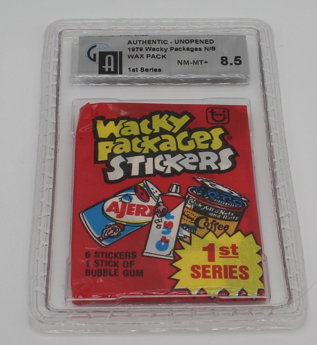 GAI Graded 8.5 NM-MT+ 1979 Wacky Packages N/S Wax Pack 1st Series Topps (1 of 3)