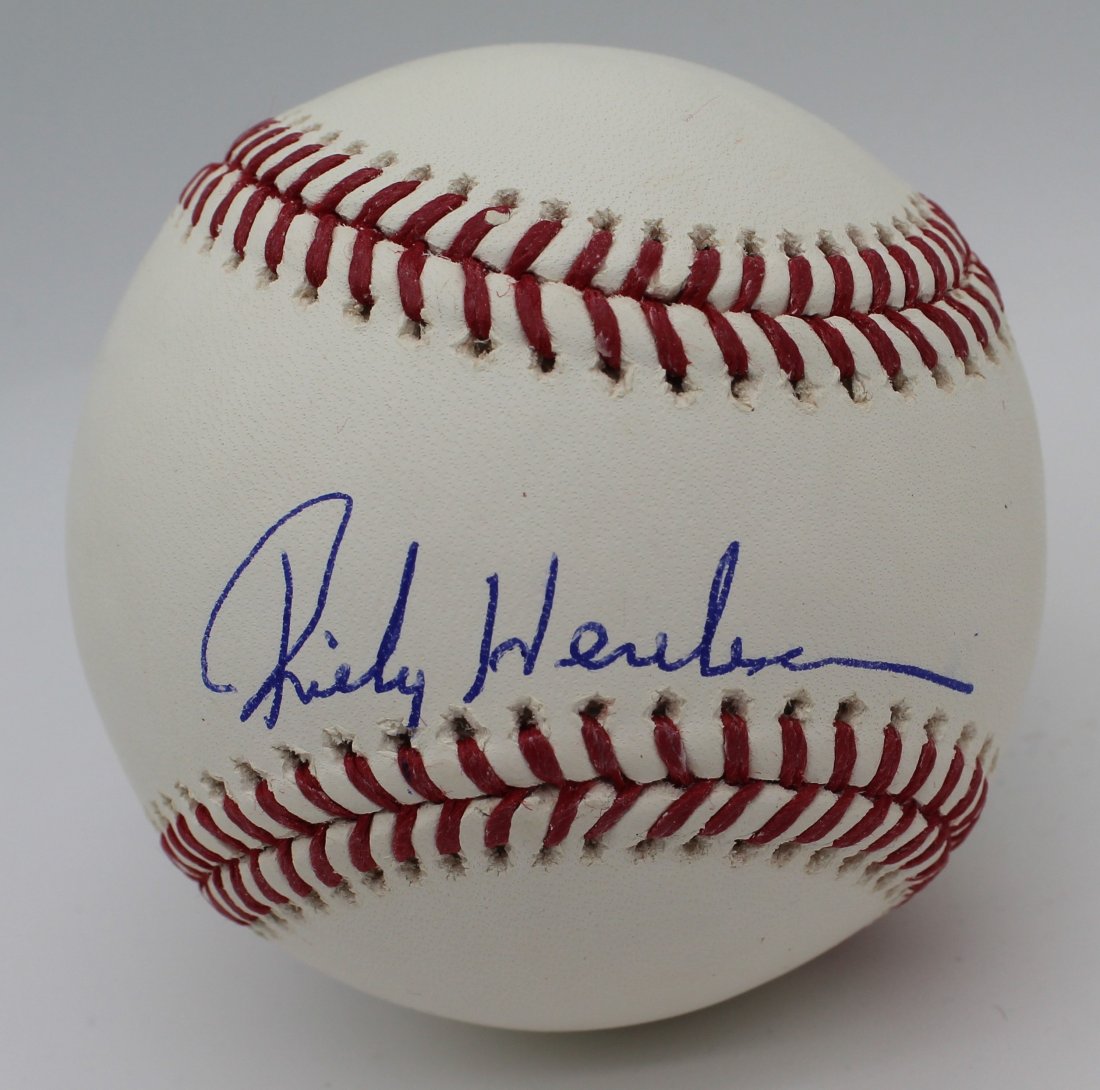 Rickey Henderson Signed Autographed Rawlings Baseball HOF JSA Tri-Star Double COA (1 of 3)