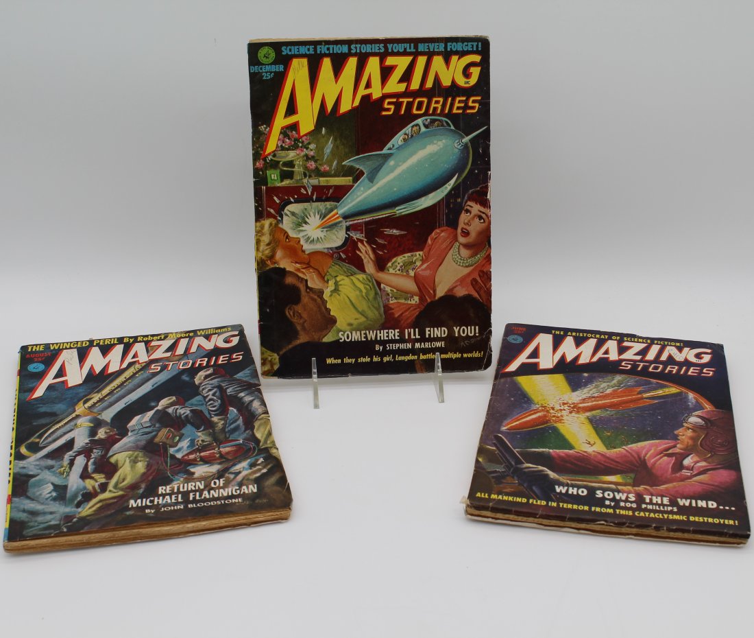 Lot of 3 Early 1950's Amazing Stories Sci-fi Science Fiction Magazines (1 of 4)