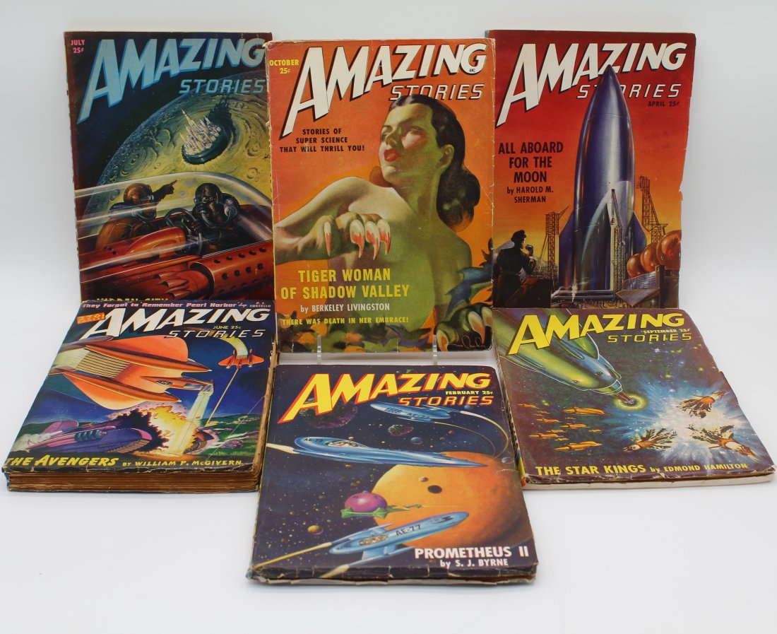 Lot of 6 1940's Amazing Stories Sci-fi Science Fiction Magazines (1 of 7)