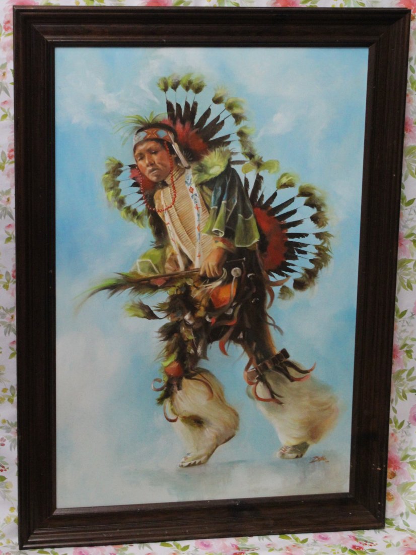 Detha Watson Sky Dancer Hopi Indian Boy Oil Painting Western Native American 1974 (1 of 7)