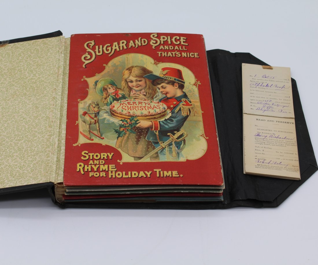 1903 Door-To-Door Salesman's Sample Children's Book Portfolio with 5 thin books & receipt slips (1 of 10)