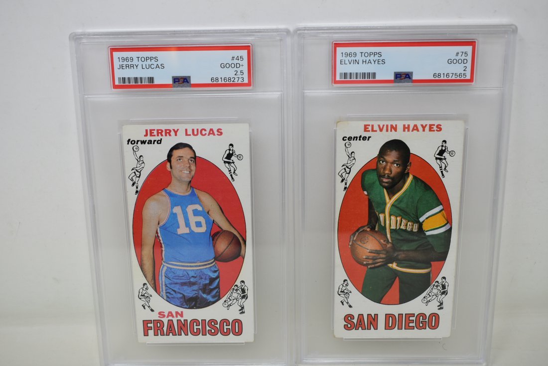 2 1969 Topps Basketball Cards PSA Graded Jerry Lucas & Elvin Hayes (1 of 2)