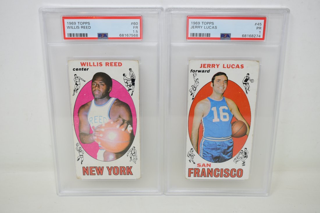 2 1969 Topps Basketball Cards PSA Graded Jerry Lucas & Willis Reed (1 of 2)