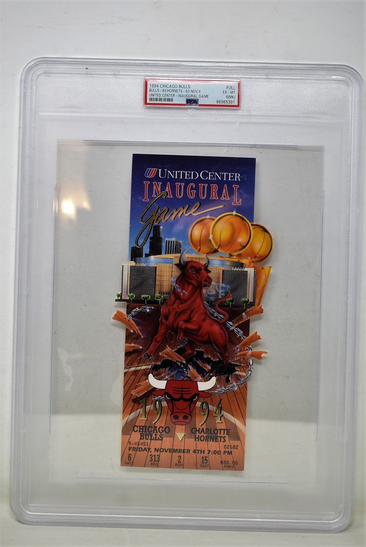 1994 Chicago Bulls United Center Inaugural Game Ticket PSA 6 (1 of 4)